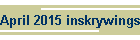 April 2015 inskrywings/